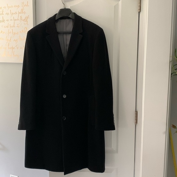 Calvin Klein wool cashmere pea coat black‎ size 40R casual classic mid length - Picture 1 of 11